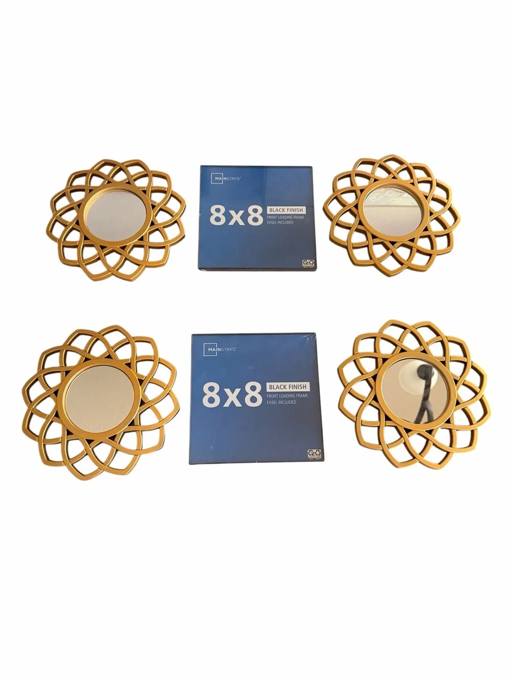 Mainstays Gold Floral Lattice Wall Mirror Set 6 pieces